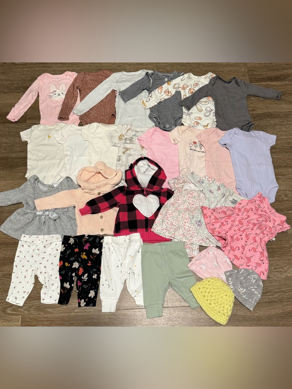 Buffalo Check Hooded Baby Jacket with Heart Patch - Pink & Black